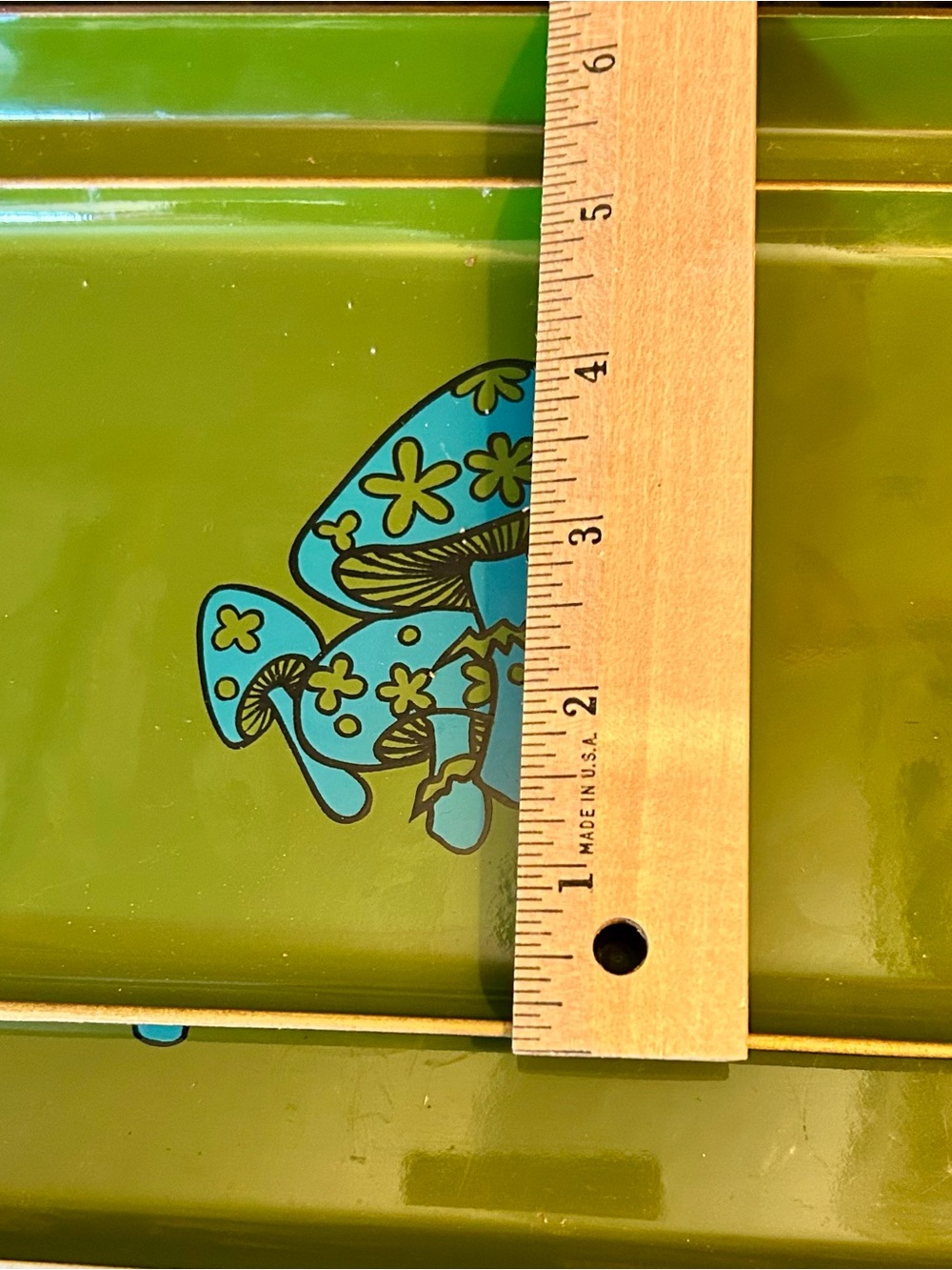 Vintage Takahashi Mushroom Tray Set 6pc Avocado Green Turquoise 70s Japan MCM - Picture 9 of 11